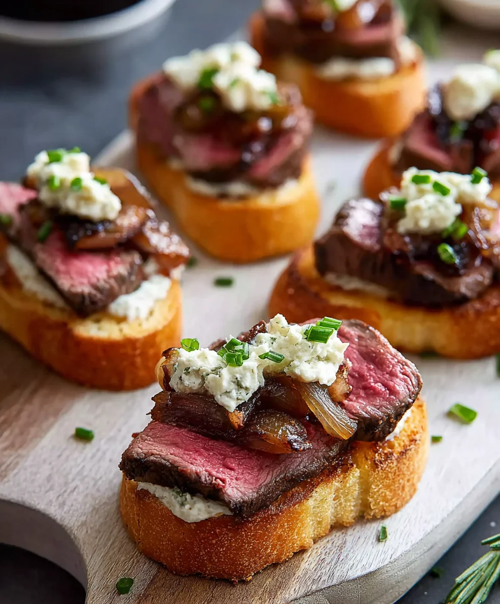 Beef Steak Crostini Horseradish Appetizer